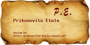 Prikosovits Etele névjegykártya